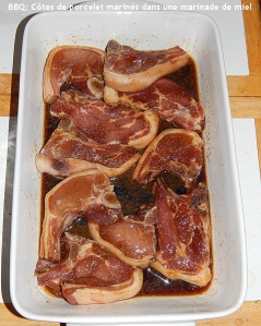 Piglet Chops in Honey Marinade for BBQ after 20 hours in marinade